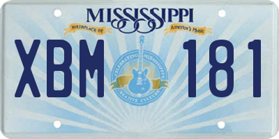 MS license plate XBM181