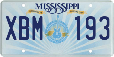 MS license plate XBM193