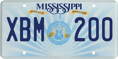 MS license plate XBM200