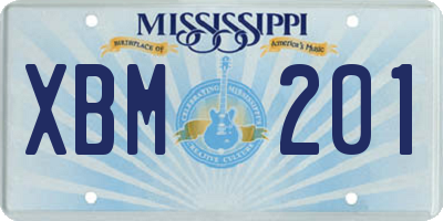 MS license plate XBM201