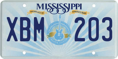 MS license plate XBM203