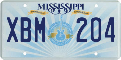 MS license plate XBM204