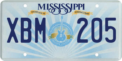 MS license plate XBM205
