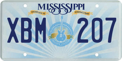 MS license plate XBM207