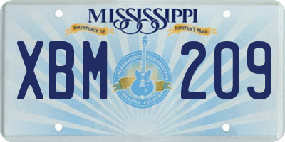 MS license plate XBM209