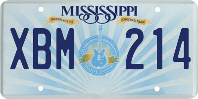 MS license plate XBM214