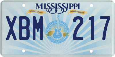 MS license plate XBM217