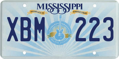 MS license plate XBM223
