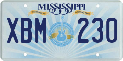 MS license plate XBM230