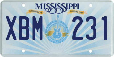 MS license plate XBM231