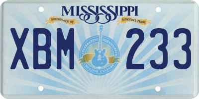 MS license plate XBM233