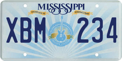 MS license plate XBM234