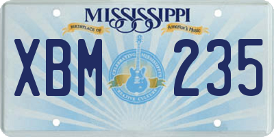 MS license plate XBM235