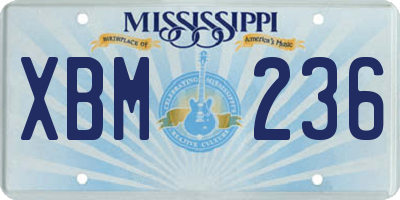 MS license plate XBM236