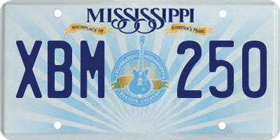 MS license plate XBM250