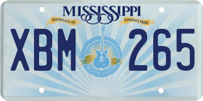 MS license plate XBM265