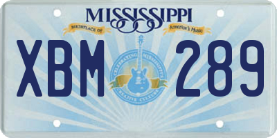 MS license plate XBM289