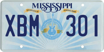 MS license plate XBM301