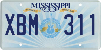 MS license plate XBM311