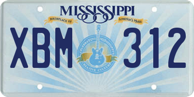 MS license plate XBM312