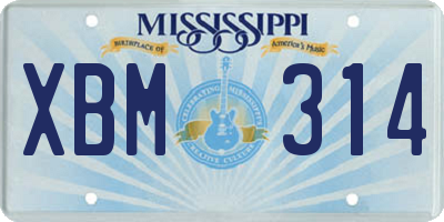 MS license plate XBM314