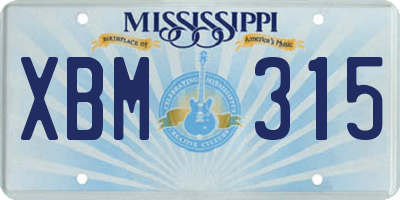 MS license plate XBM315