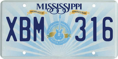 MS license plate XBM316