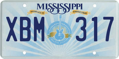 MS license plate XBM317