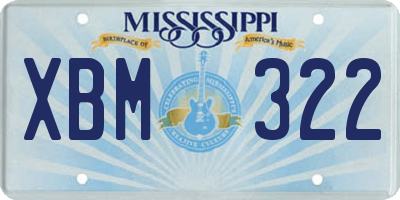 MS license plate XBM322