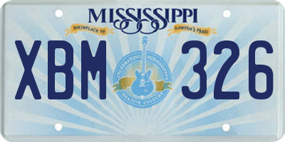 MS license plate XBM326