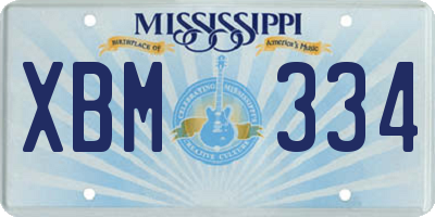 MS license plate XBM334