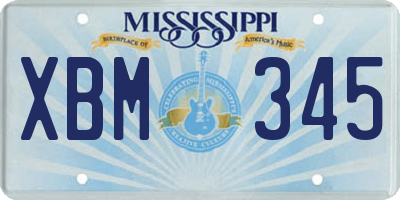 MS license plate XBM345