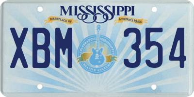 MS license plate XBM354