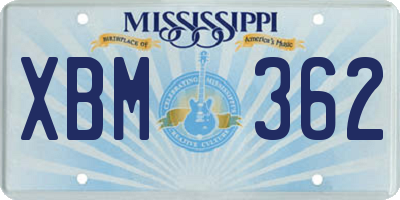 MS license plate XBM362