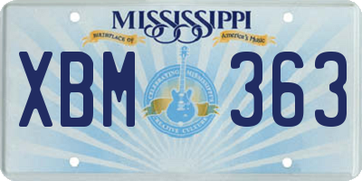 MS license plate XBM363