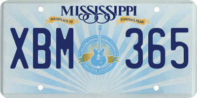 MS license plate XBM365