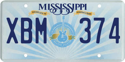 MS license plate XBM374