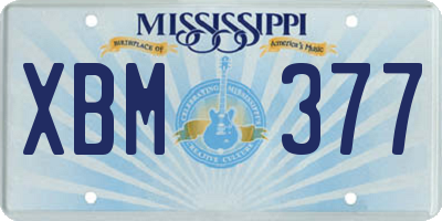 MS license plate XBM377