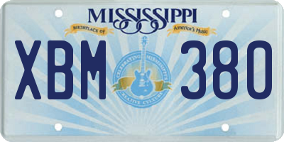 MS license plate XBM380