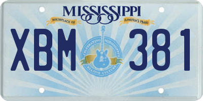 MS license plate XBM381
