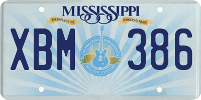 MS license plate XBM386