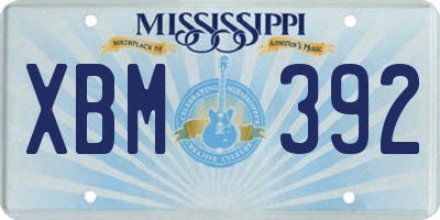 MS license plate XBM392