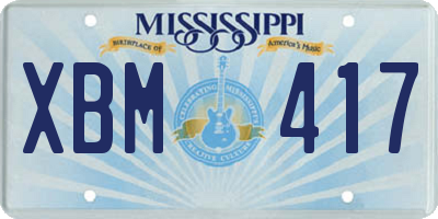 MS license plate XBM417