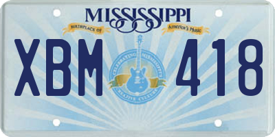 MS license plate XBM418