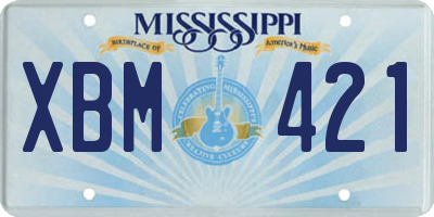 MS license plate XBM421