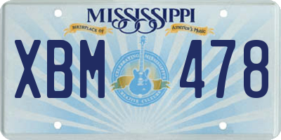 MS license plate XBM478