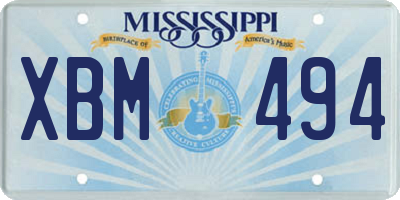 MS license plate XBM494