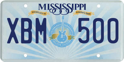 MS license plate XBM500