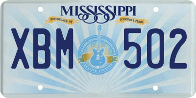 MS license plate XBM502