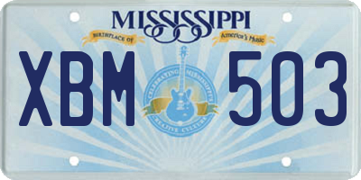 MS license plate XBM503